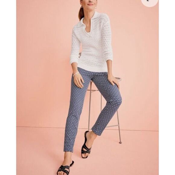 Talbots Sweater Women Size XL Open Stitch Johnny Collar Pullover White Cotton - Picture 14 of 15